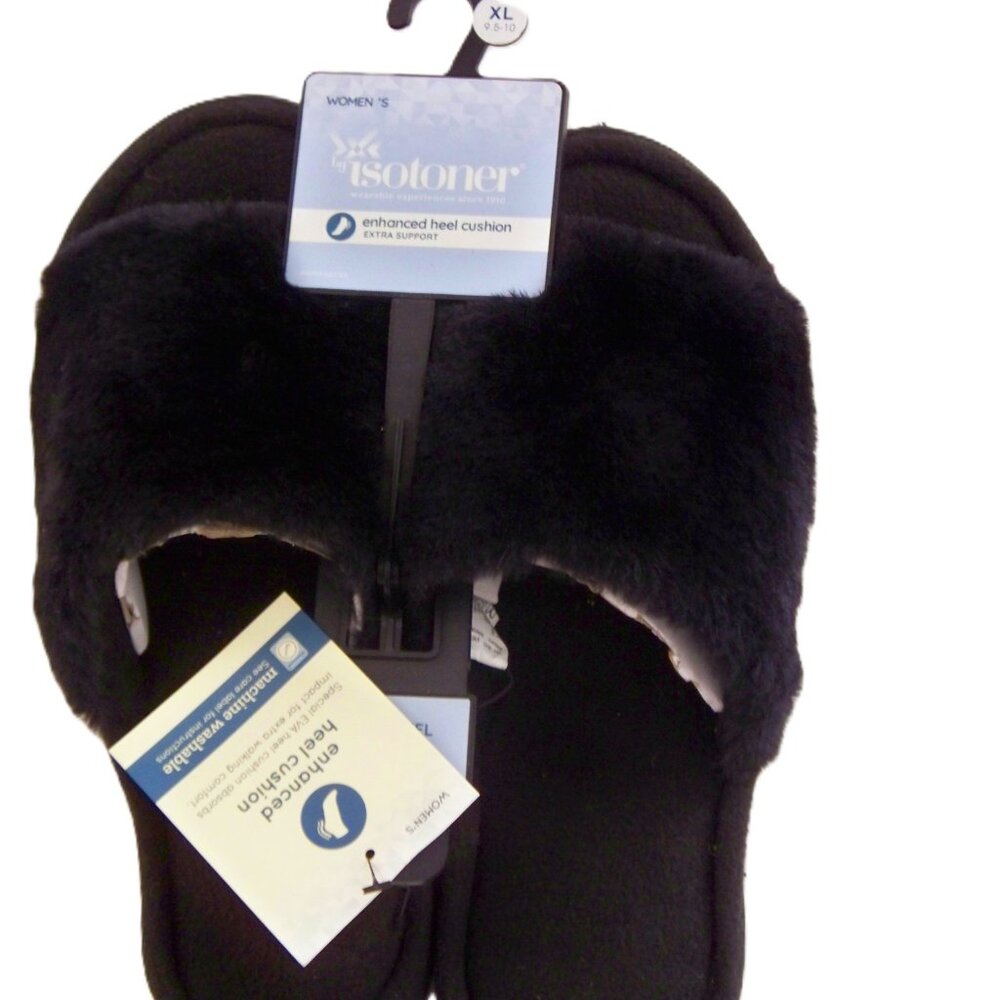 Isotoner Women's Enhanced Heel Cushion Open Toe Slippers Mule SZ- XL 9.5 -10 NWT